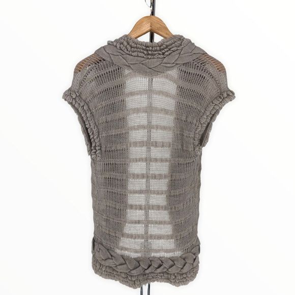 Rebecca Taylor Grey Chunky Cap Sleeve Open Knit Cardigan Sweater Wool Mohair XS - Picture 7 of 11